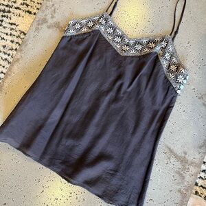 Abercrombie & Fitch cotton+silk Embroidered Cami Tank